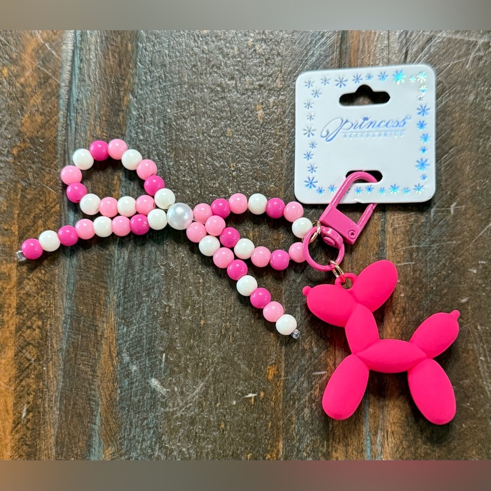 Ⓜ️Balloon Dog and Beaded‎ Bow Bag Charm